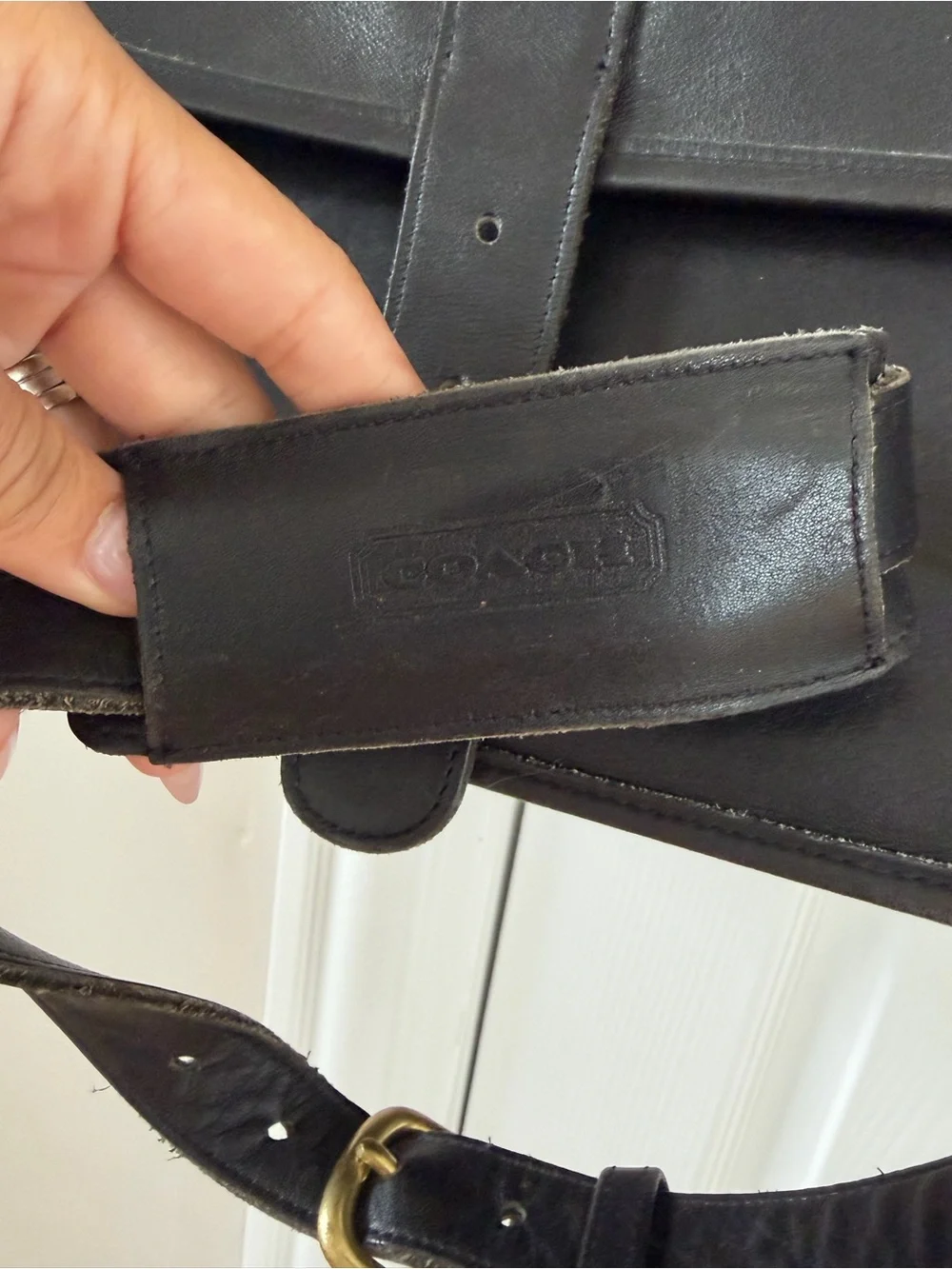 Vintage Coach Harrison Black Leather Briefcase with Top Handle